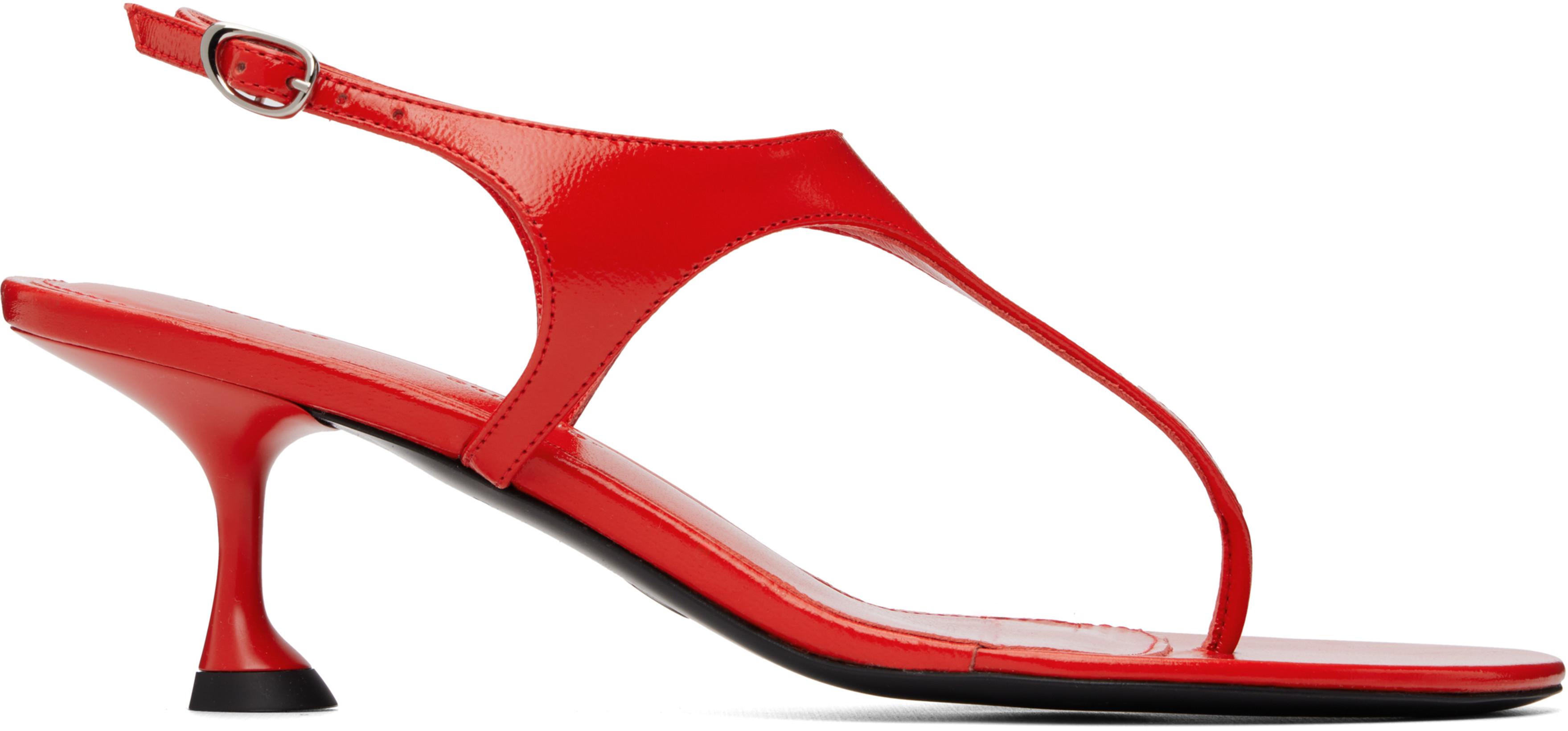Red Tee Thong Heeled Sandals by PROENZA SCHOULER