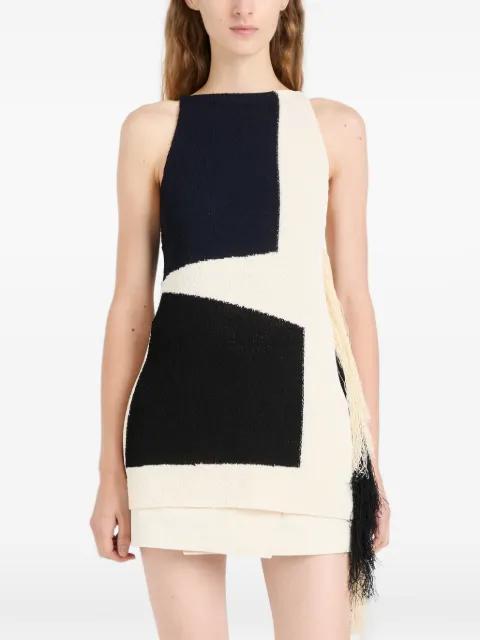 Saskia fringe-trimmed intarsia-knit top by PROENZA SCHOULER