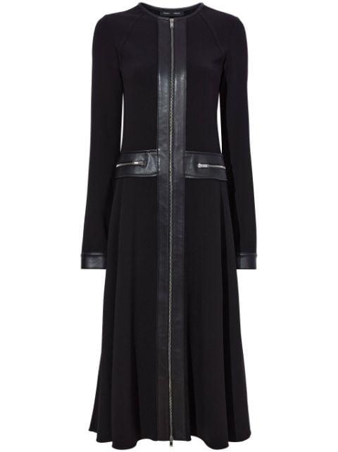 faux-leather trim long-sleeved midi dress by PROENZA SCHOULER