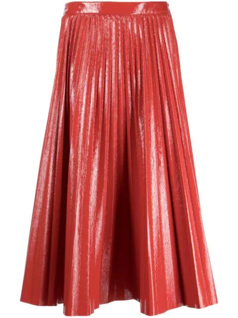 lacquered-canvas pleated midi skirt by PROENZA SCHOULER