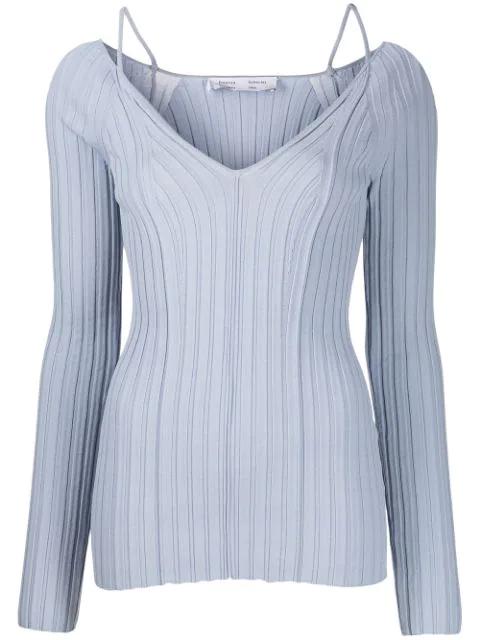 lightweight rib knit V-neck top by PROENZA SCHOULER