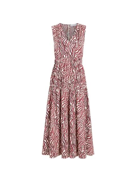 zebra-print smocked midi dress by PROENZA SCHOULER