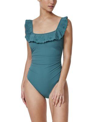 Bachelorette Square Neck Ruffle One Piece Swimsuit by PROFILE BY GOTTEX