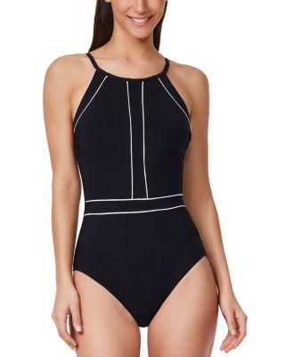 Contrast High Neck One Piece Swimsuit by PROFILE BY GOTTEX