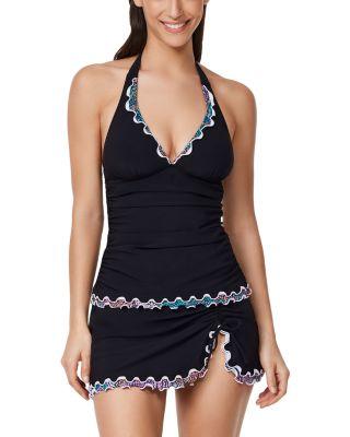 Layla Tricolore Solid Halter Tankini Top & Side Slit Swim Skirt by PROFILE BY GOTTEX