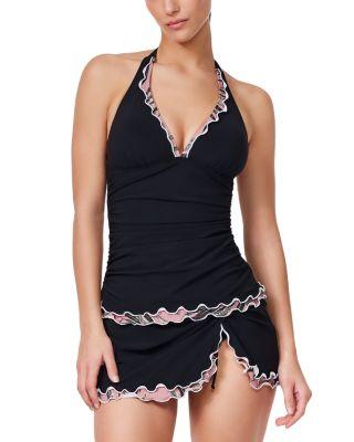 Palmita Halter Tankini & Palmita Tricolore Side Slit Skirted Bottom by PROFILE BY GOTTEX