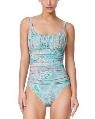 Souk Scoop Neck Shirred Bust One Piece Swimsuit by PROFILE BY GOTTEX