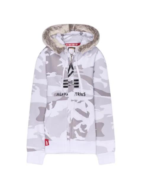 camouflage-print fur-trimmed hoodie by PROTOTYPES