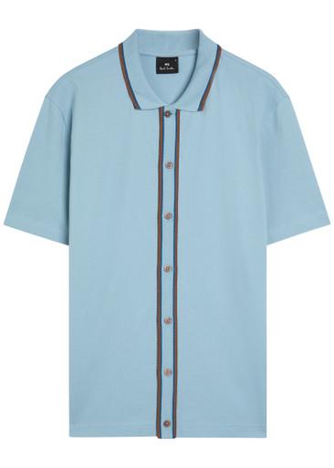 Striped-trim piqué stretch-cotton shirt by PS BY PAUL SMITH