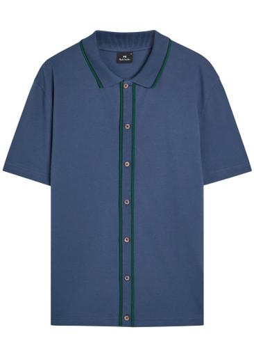 Striped-trim piqué stretch-cotton shirt by PS BY PAUL SMITH