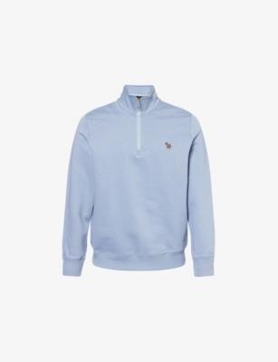 Zebra Embroidered-logo Half-Zip Cotton-Jersey Sweatshirt by PS BY PAUL SMITH Zebra Embroidered-logo Half-Zip Cotton-Jersey Sweatshirt by PS BY PAUL SMITH