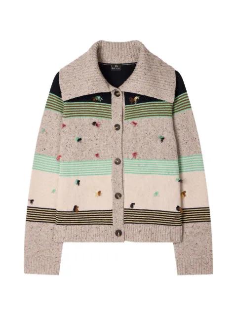 block-stripe knit wool cardigan by PS BY PAUL SMITH