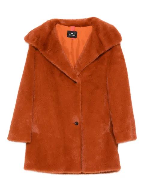 faux fur single-button coat by PS BY PAUL SMITH