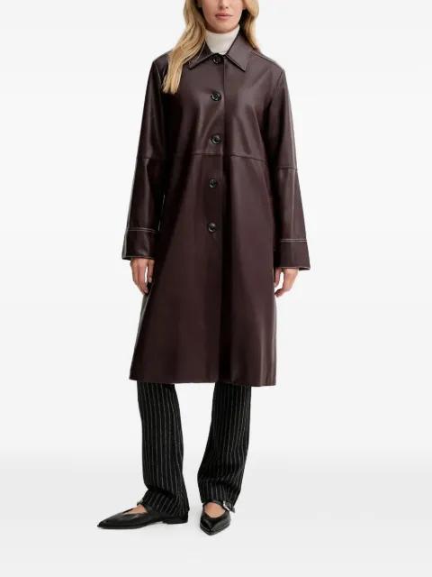 stitching buttoned leather coat by PS BY PAUL SMITH