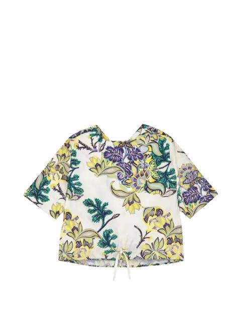 Sun-Kissed Marigold Meadow floral drawstring top by PSOPHIA