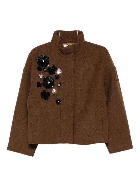 floral-appliqué wool jacket by PSOPHIA