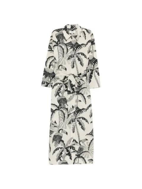 palm-tree pattern midi dress by PSOPHIA
