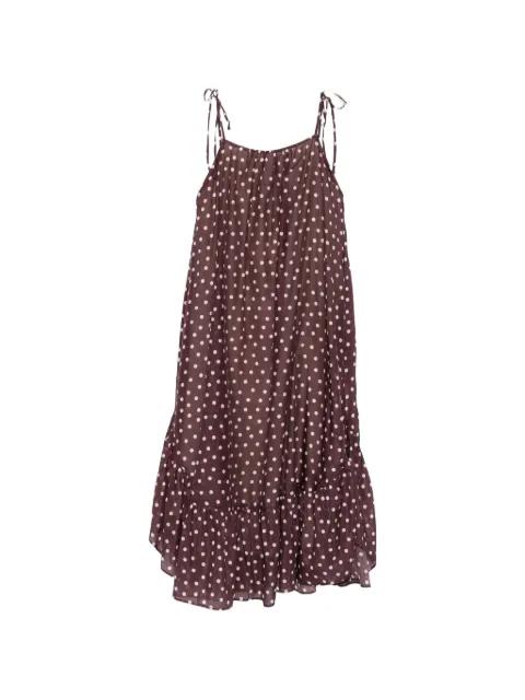 polka-dot ruffled midi dress by PSOPHIA
