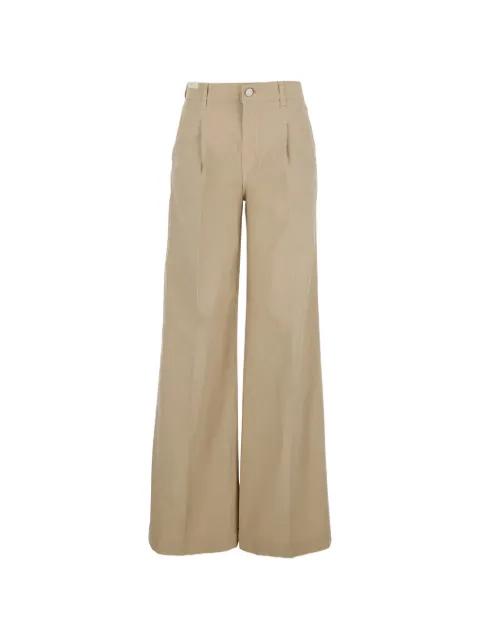 Poppy wide-leg front-pleats cotton trousers by PT TORINO