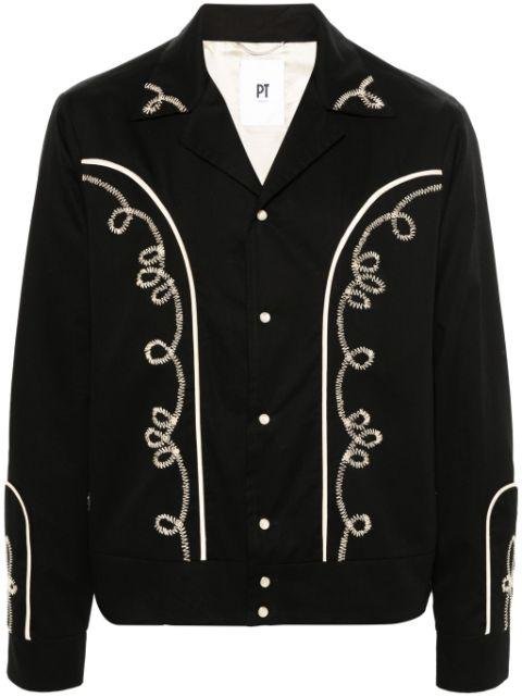 camp-collar embroidered jacket by PT TORINO