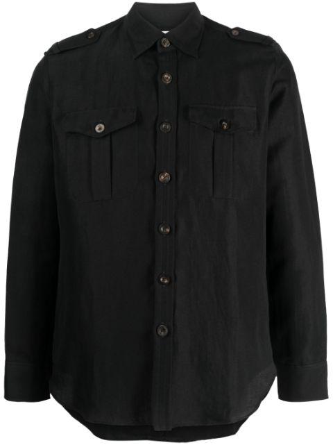 long-sleeves cotton-linen-blend shirt by PT TORINO