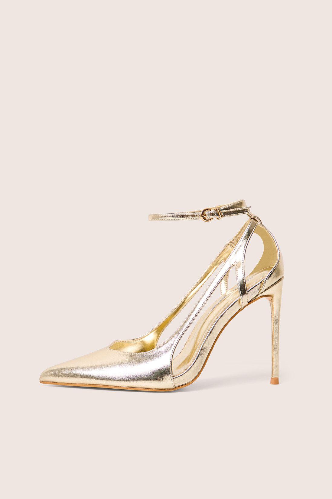 Allegedly Gold Cut Out Detail Ankle Strap Court Shoes by PUBLIC DESIRE