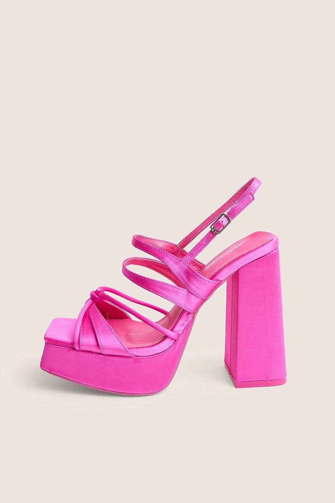 Renaissance Hot Pink Strappy Detail Platform Heels by PUBLIC DESIRE