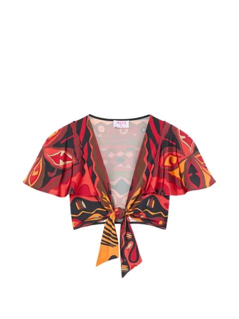 Angoli-print knotted top by PUCCI
