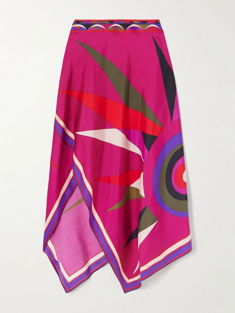 Asymmetric printed silk-twill maxi skirt by PUCCI