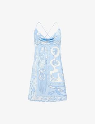 Backless Graphic-Print Satin-Jersey Mini Dress by PUCCI