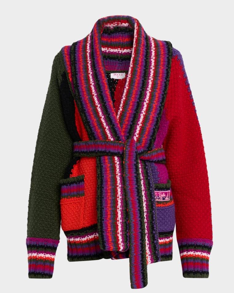 Colorblock Belted Wrap Cardigan by PUCCI