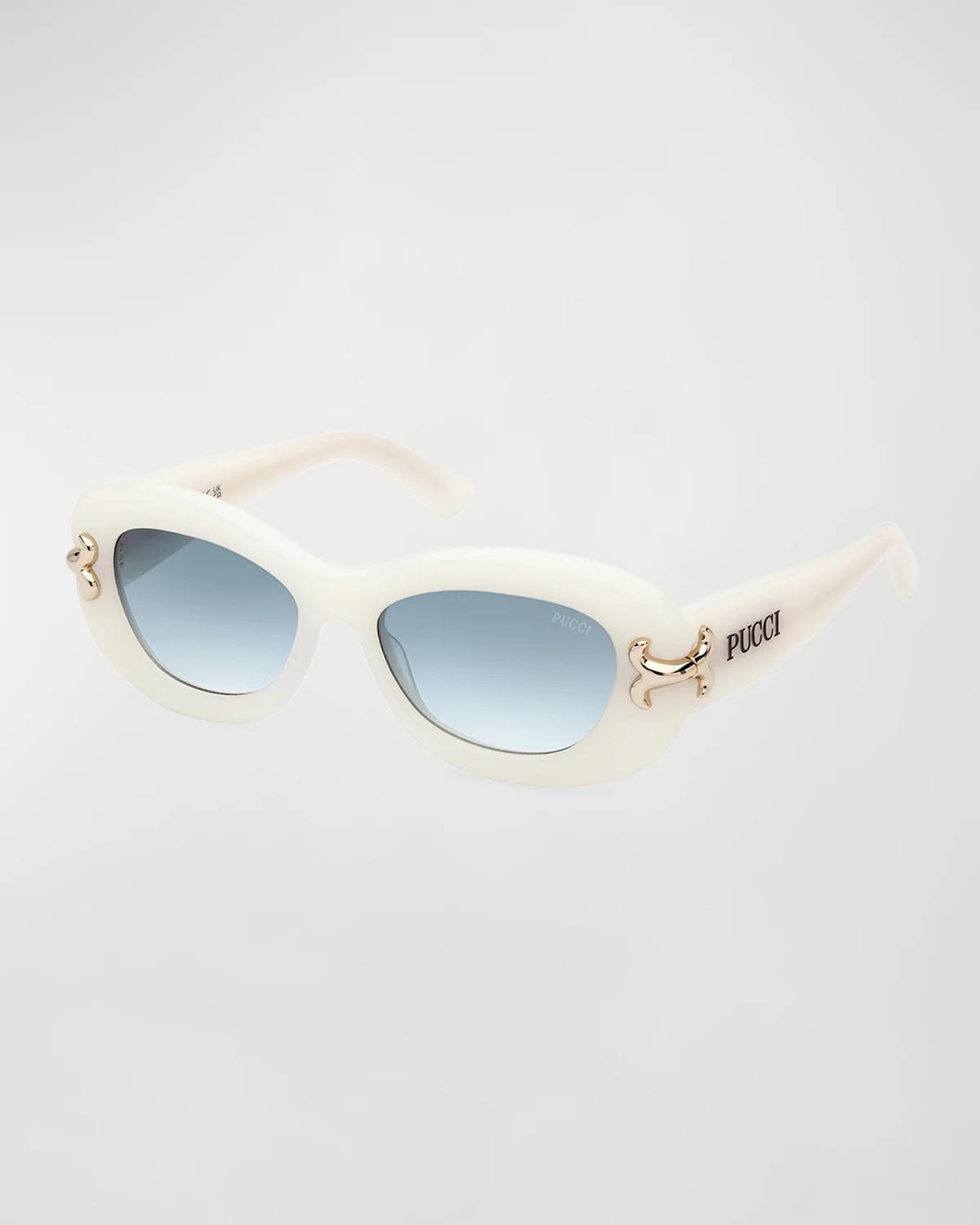 Filigree Acetate Oval Sunglasses by PUCCI
