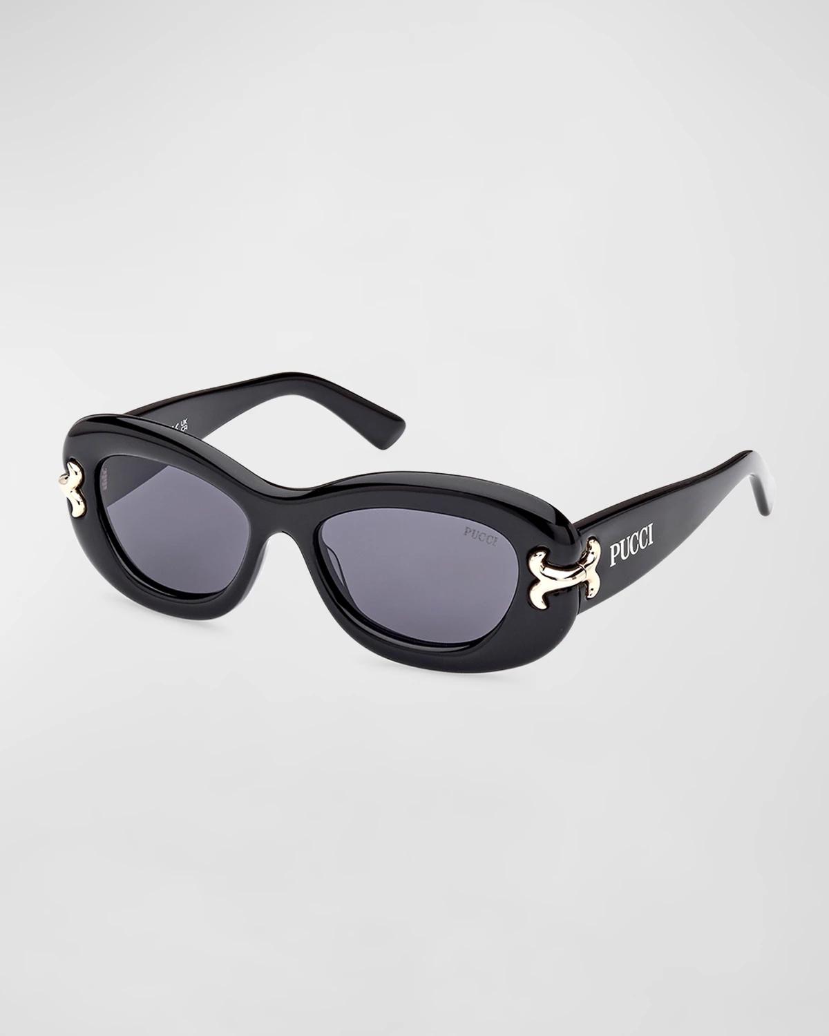 Filigree Acetate Oval Sunglasses by PUCCI
