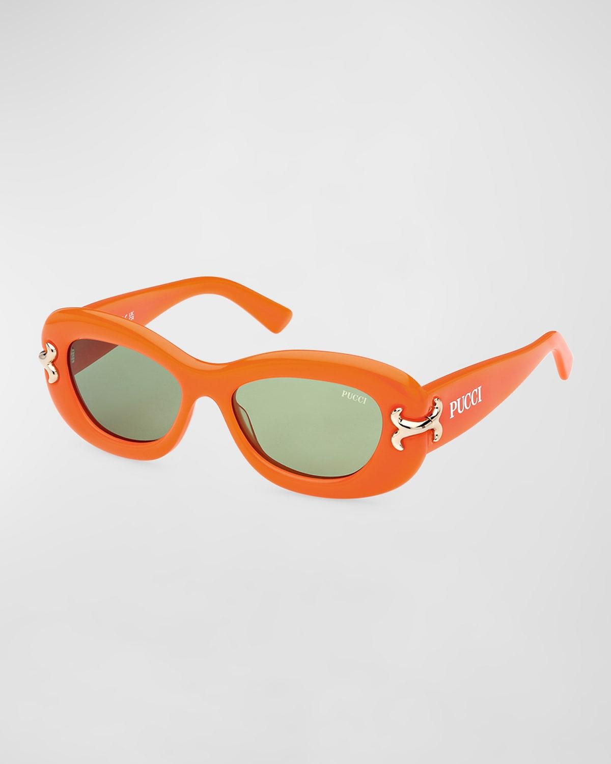 Filigree Acetate Oval Sunglasses by PUCCI