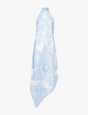 Halter-Neck Patterned Silk Midi Dress by PUCCI