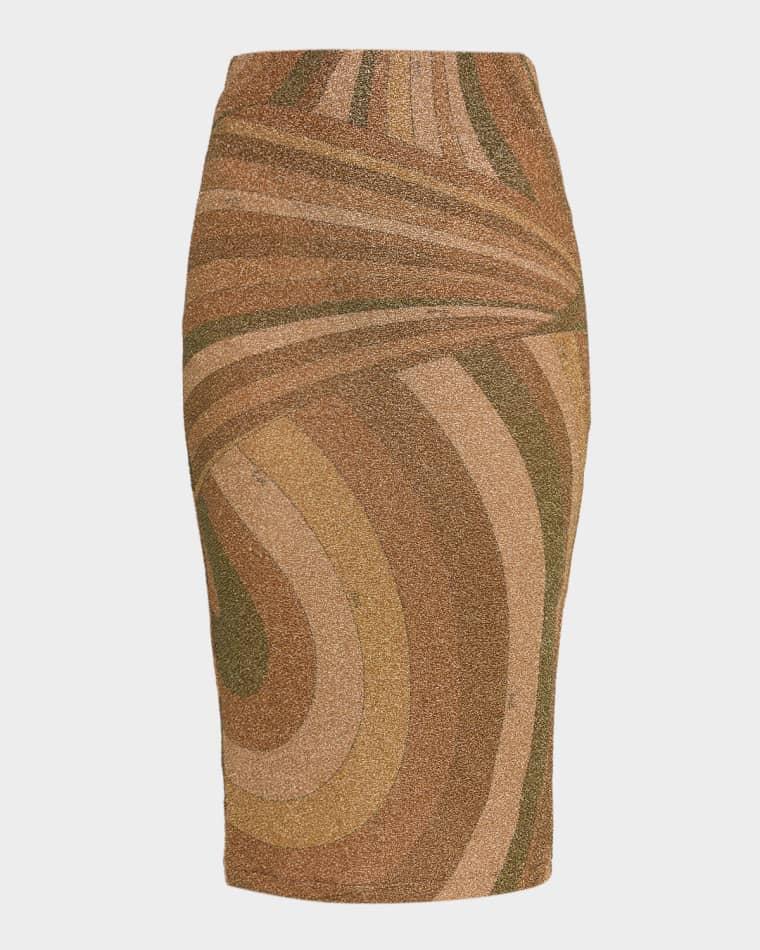 Iride Print Lamé Jersey Midi Skirt by PUCCI