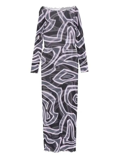 Labirinto-print long-sleeve maxi dress by PUCCI