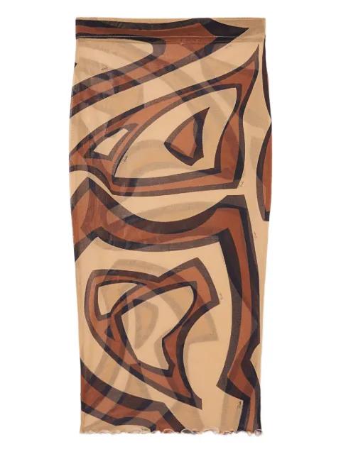 Labirinto-print midi skirt by PUCCI