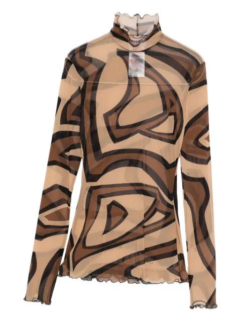 Labirinto-print tulle top by PUCCI