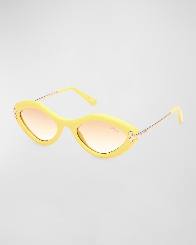 Logo Acetate & Metal Oval Sunglasses by PUCCI
