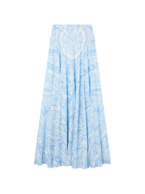 Manuba geometric-print strapless long skirt by PUCCI