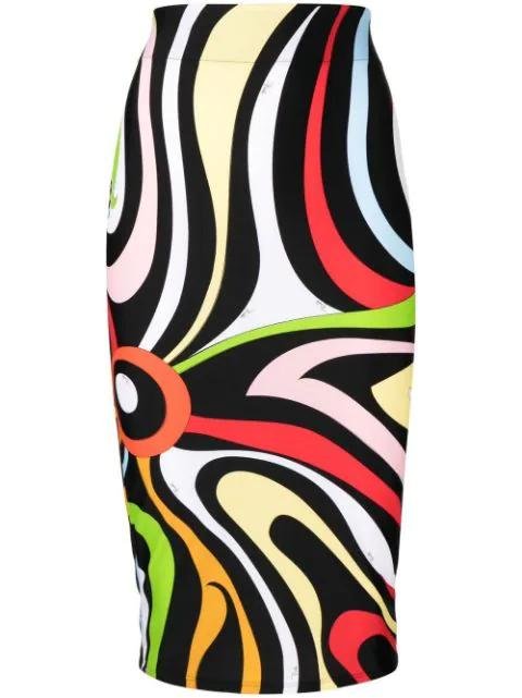 Marmo-print pencil skirt by PUCCI