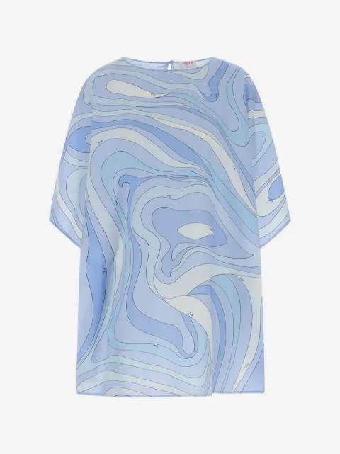 Marmo-print poplin tunic top by PUCCI