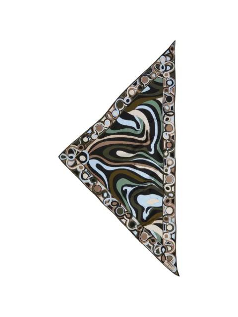 Marmo-print silk triangle scarf by PUCCI