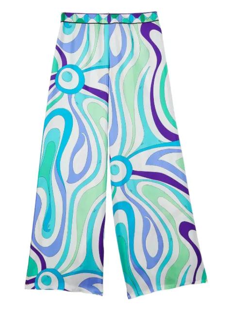 Marmo-print wide-leg trousers by PUCCI
