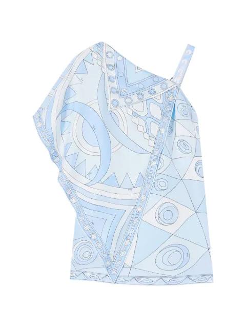 Occhi and Vivara-Print Asymmetrical Silk Dress by PUCCI