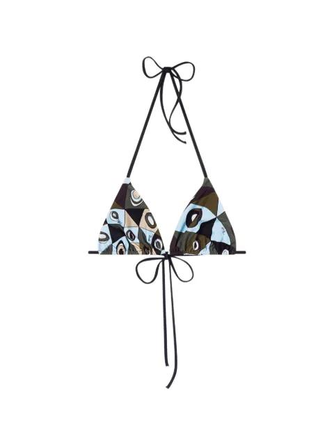 Occhi-print triangle bikini top by PUCCI