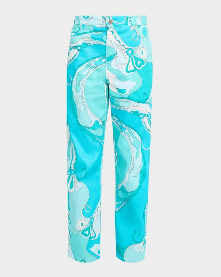 Orchidee-Print Straight-Leg Cotton Pants by PUCCI