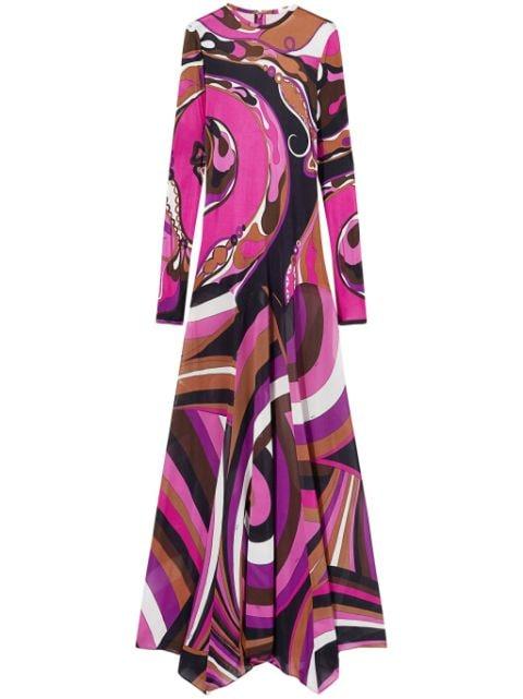 Orchidee and Iride-print maxi dress by PUCCI