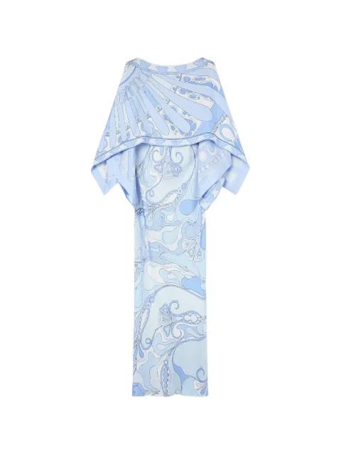 Orchidee and Soleil-print silk dress with cape by PUCCI